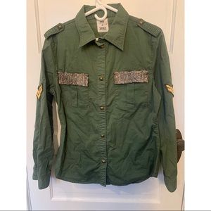 Son Of John Sequin Button Down Army Coat size 2